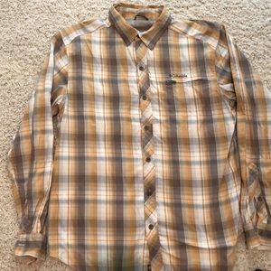 Men’s Columbia plaid button down shirt.